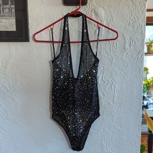 Sparkling Black Sequin Bodysuit